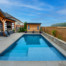 Rectangular pool with full width steps
