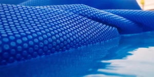 Close-up of a solar pool cover showcasing its surface and texture